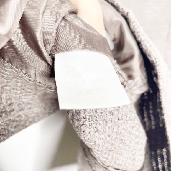 AKRIS Tweed Blazer tan brown textured knit notched collar designer womens US 6 - Picture 6 of 6